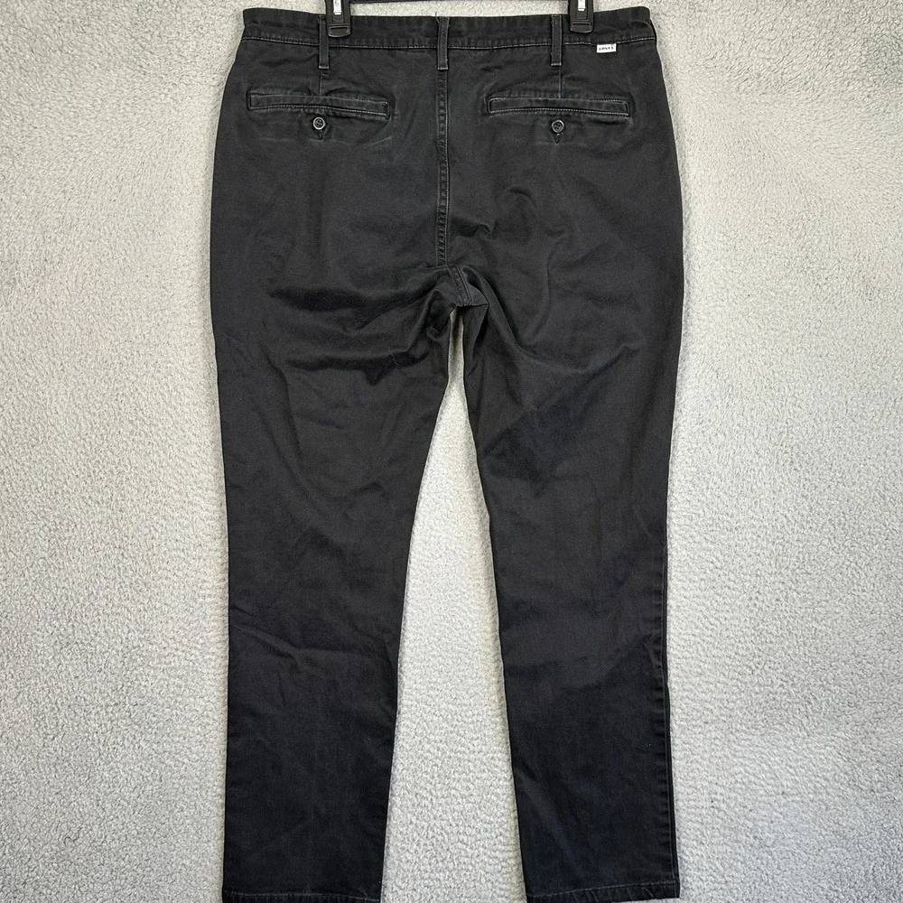 Levis XX Chino Pants Mens 36X32 Black Straight Leg Flat Front White Tab Stretch
